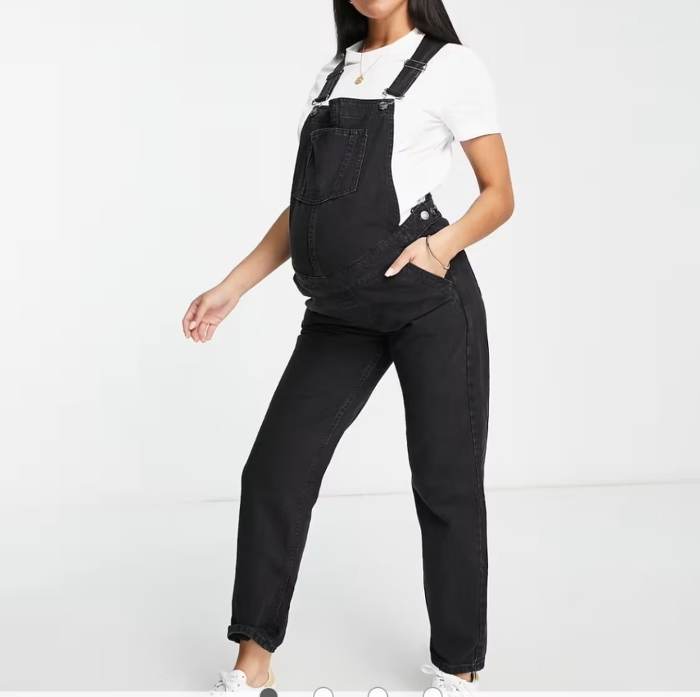 Women's Black Maternity Overalls